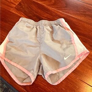 Nike Light Gray and Pink Dri-FIT Athletic Shorts